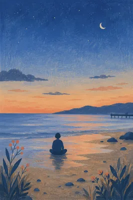 Peaceful Meditation on Twilight Shoreline