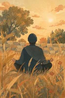 Peaceful Outdoor Meditation in Golden Meadow