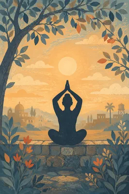 Peaceful Sunrise Meditation Silhouette in Nature