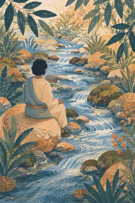 Peaceful Nature Meditation by Garden Stream