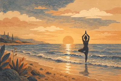 Peaceful Ocean Meditation at Golden Sunset