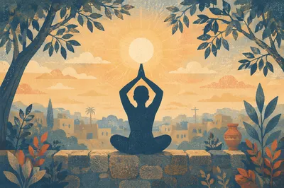 Peaceful Sunrise Meditation Silhouette in Nature