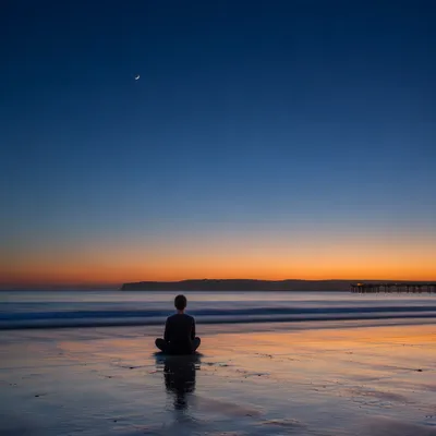 Peaceful Meditation on Twilight Shoreline