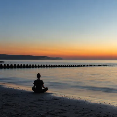 Peaceful Meditation on a Twilight Beach