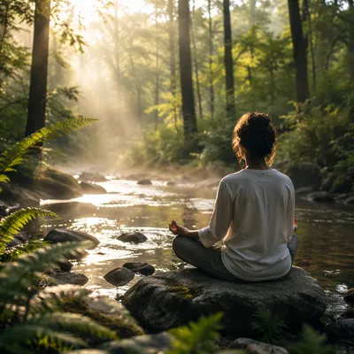 Peaceful Meditation by Forest Stream