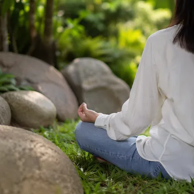 Peaceful Outdoor Meditation in Natural Garden