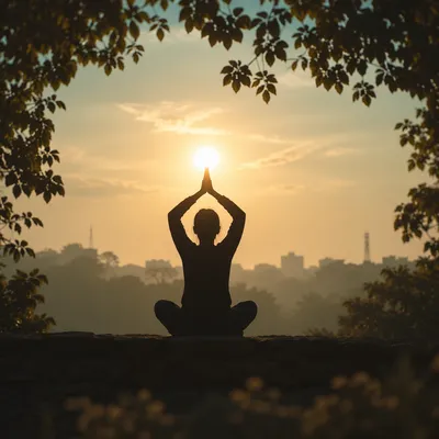 Peaceful Sunrise Meditation Silhouette in Nature