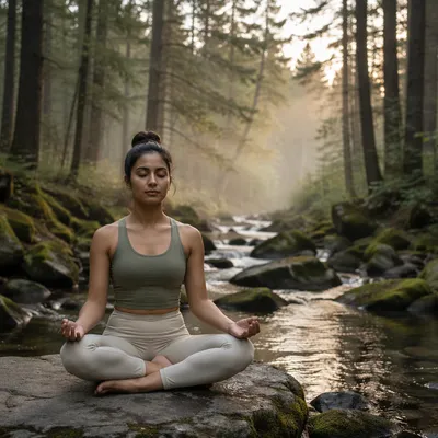 Peaceful Morning Meditation by Forest Stream