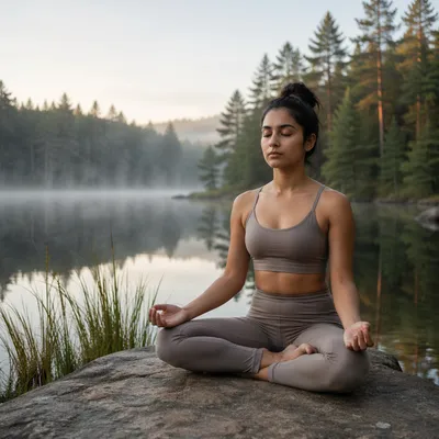 Peaceful Morning Meditation by Forest Lake