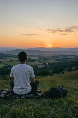 Peaceful Hillside Meditation at Sunset
