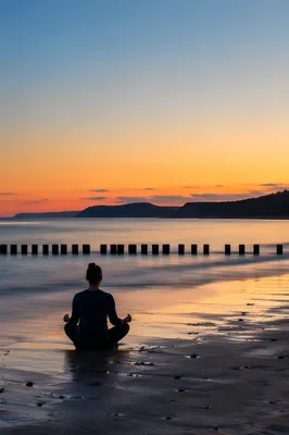 Peaceful Beach Meditation at Golden Twilight