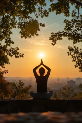 Peaceful Sunrise Meditation Silhouette in Nature