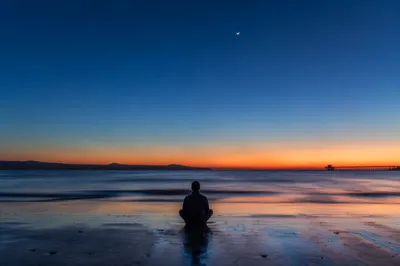 Peaceful Meditation on Twilight Shoreline