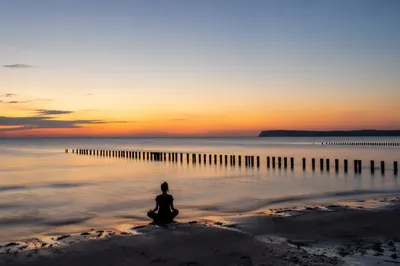 Peaceful Beach Meditation at Golden Twilight