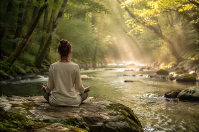 Peaceful Meditation by Forest Stream