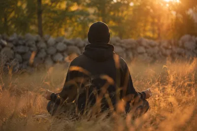 Peaceful Outdoor Meditation in Golden Meadow