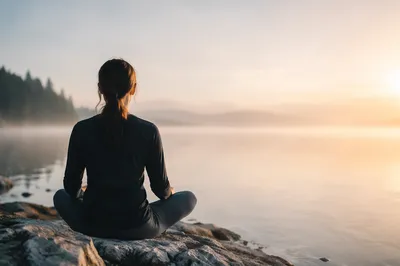 Peaceful Lakeside Meditation at Dawn