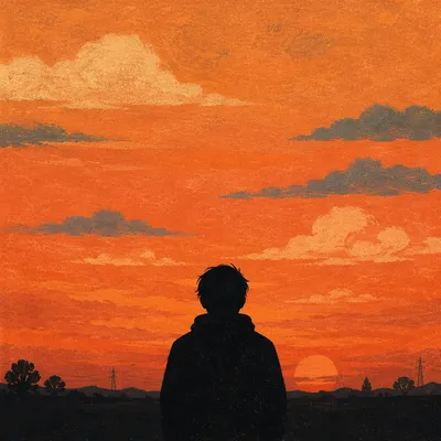 Dramatic Silhouette at Orange Sunset