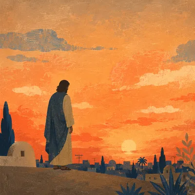 Contemplative Silhouette Beneath Dramatic Sunset Sky