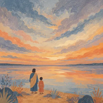 Silhouetted Figure at Dramatic Coastal Sunset