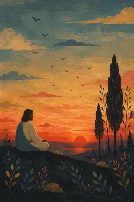 Meditating Silhouette Under Dramatic Sunset Sky