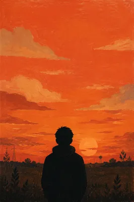 Dramatic Sunset Silhouette Portrait at Dusk