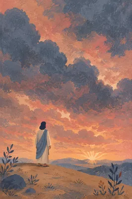Solitary Silhouette Beneath Dramatic Sunset Sky