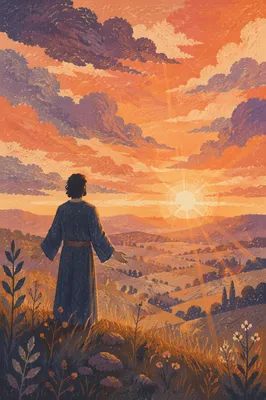 Prayerful Silhouette on Sunset Ridge