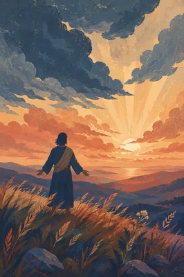 Prayerful Silhouette Beneath Dramatic Sunset Sky
