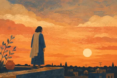 Contemplative Silhouette Beneath Dramatic Sunset Sky