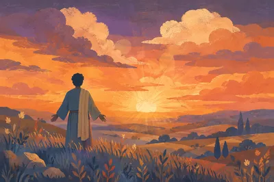 Prayerful Silhouette at Dramatic Sunset Ridge