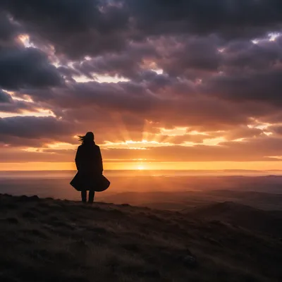Lone Silhouette on Sunset Ridge