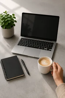 Focused Remote Work Cafe Workspace