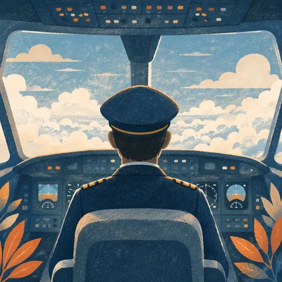 Pilot Silhouette Above Bright Cloud Horizon