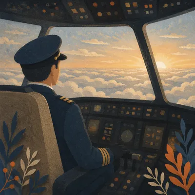 Pilot Above Clouds at Sunrise