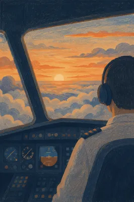 Pilot Viewing Sunrise Above the Clouds