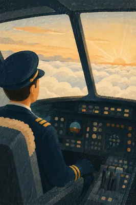 Pilot Above Clouds at Sunrise