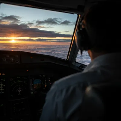 Contemplative Pilot Above the Clouds