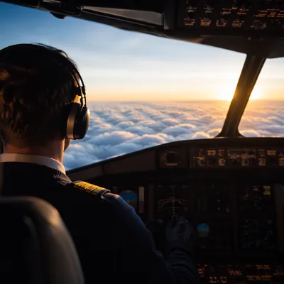 Pilot Above the Clouds at Sunrise
