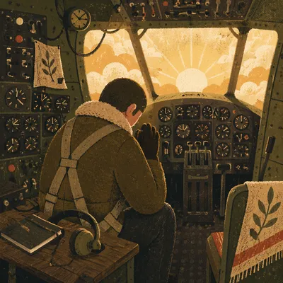 Pilot in Quiet Prayer Before Flight