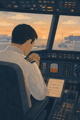 Pilot Praying Quietly Before Dawn Flight