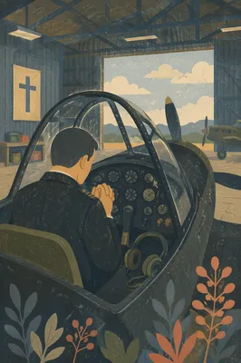 Pilot in Quiet Prayer Before Flight
