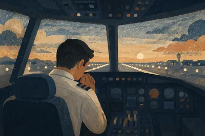 Pilot Praying Quietly Before Dawn Flight