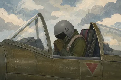 Pilot Praying Quietly Before Takeoff