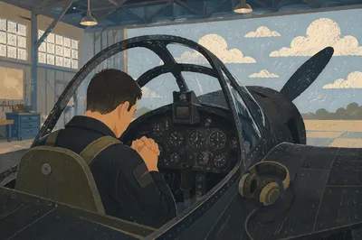 Pilot Praying Quietly Before Takeoff