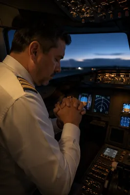 Pilot in Quiet Prayer Before Dawn