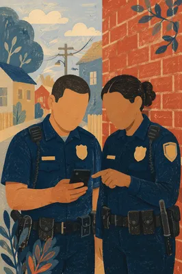 Neighborhood Patrol Officers Reviewing Phone Together
