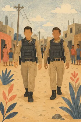 Police Officers Patrolling Neighborhood Street