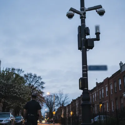 Police Patrol at Dusk Neighborhood Street