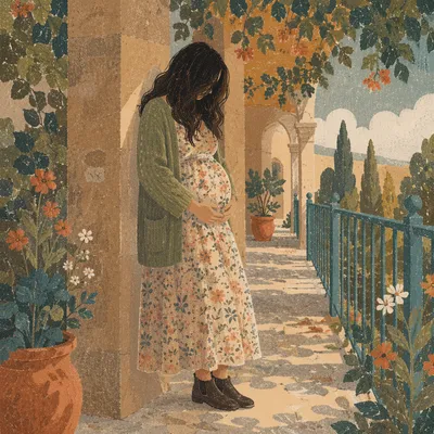 Pregnant Woman in Garden Light Portrait